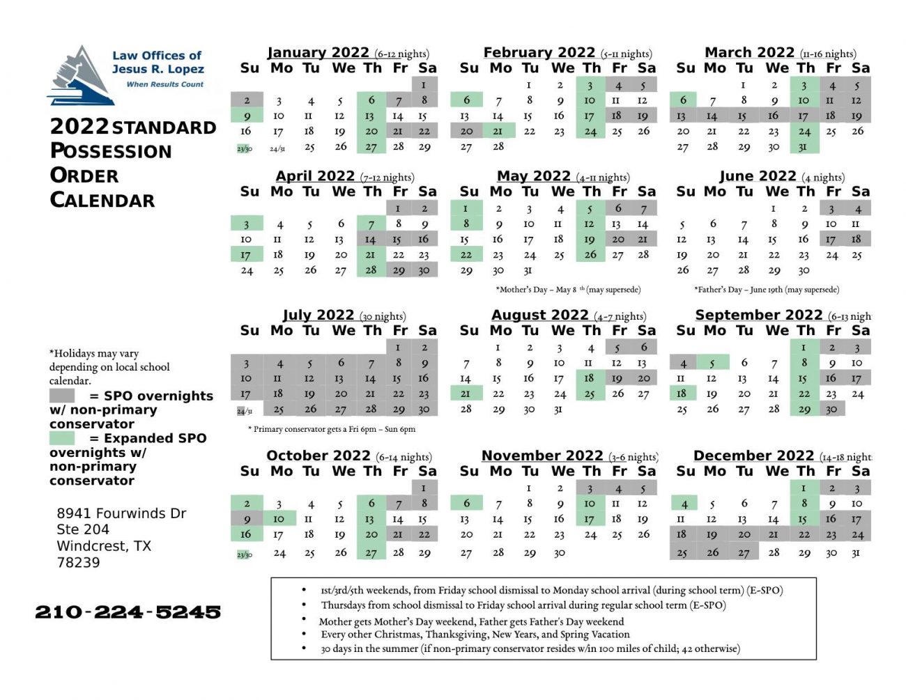 Texas Visitation Calendar 2022 What Is A Standard Visitation Schedule In 2021?